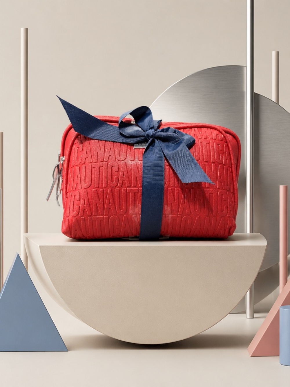Nautica Red Cosmetic Bag Set 2 Pc NWT